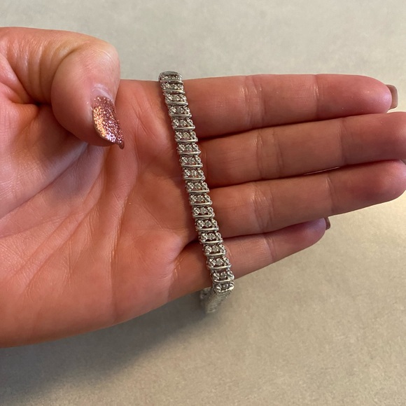 NEW!!! Sterling Silver Diamond Bracelet - Picture 3 of 6